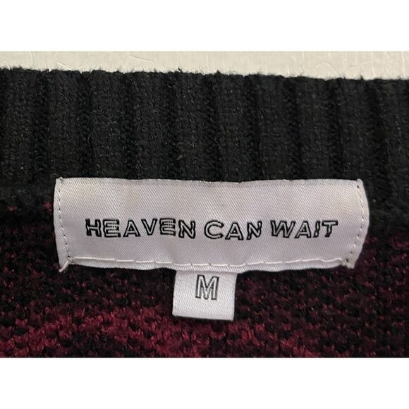 HEAVEN CAN WAIT Black Knit Skeleton Pullover Sweater Top  Mens Size Medium - Picture 4 of 11